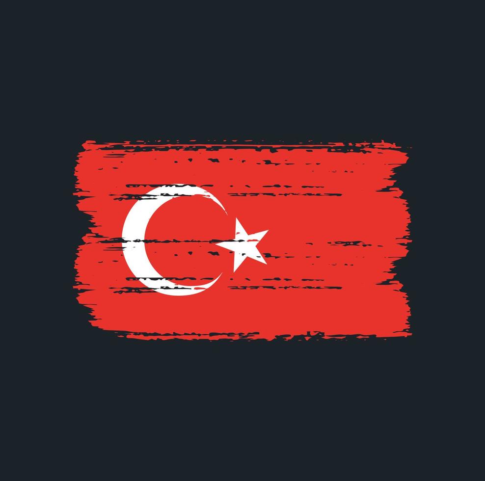 Flag of Turkey with brush style vector