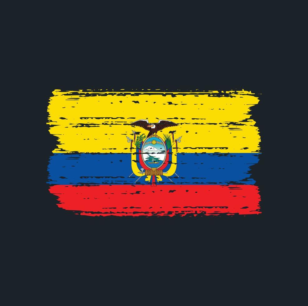 Flag of Ecuador with brush style vector