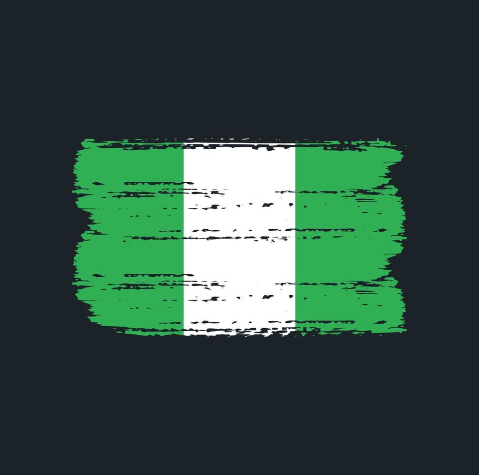 bandera de nigeria con estilo de pincel vector