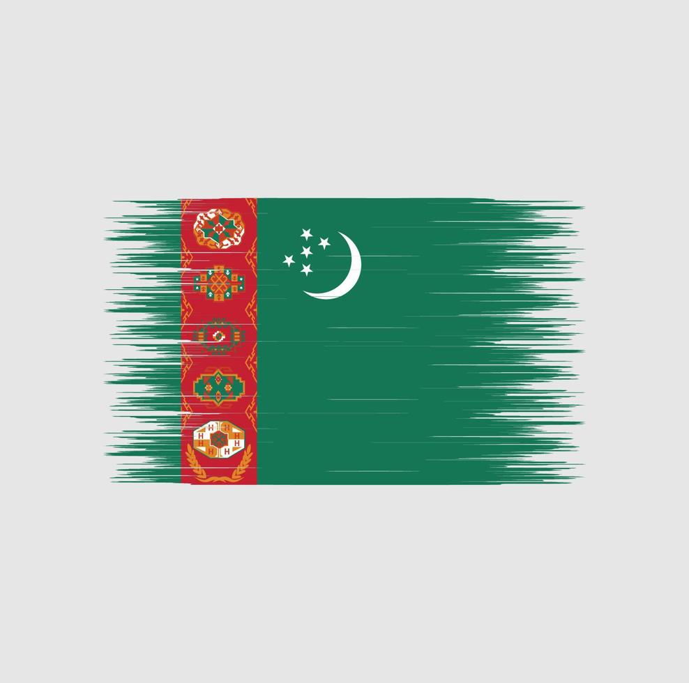 trazo de pincel de bandera de turkmenistán, bandera nacional vector