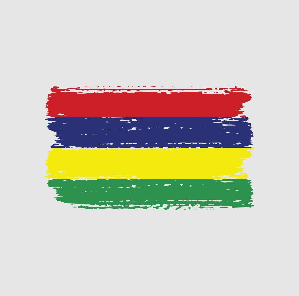 Flag of Mauritius with brush style vector