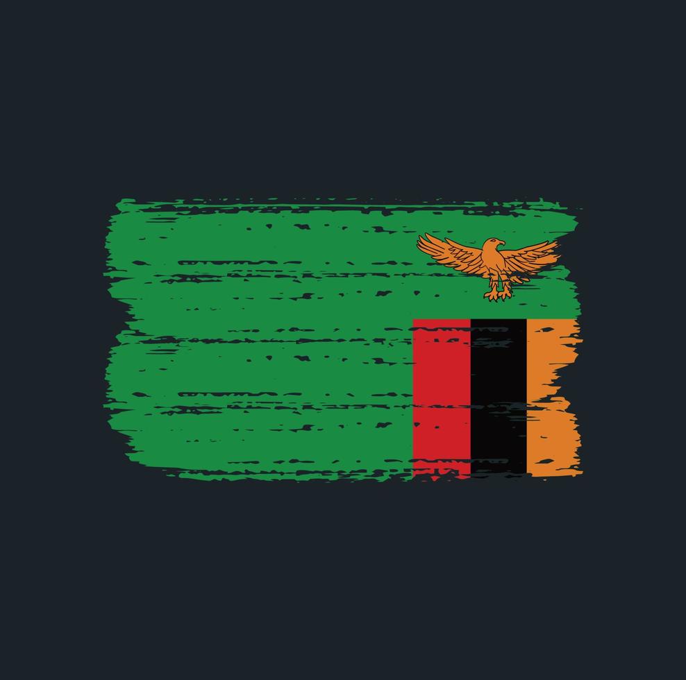 bandera de zambia con estilo de pincel vector