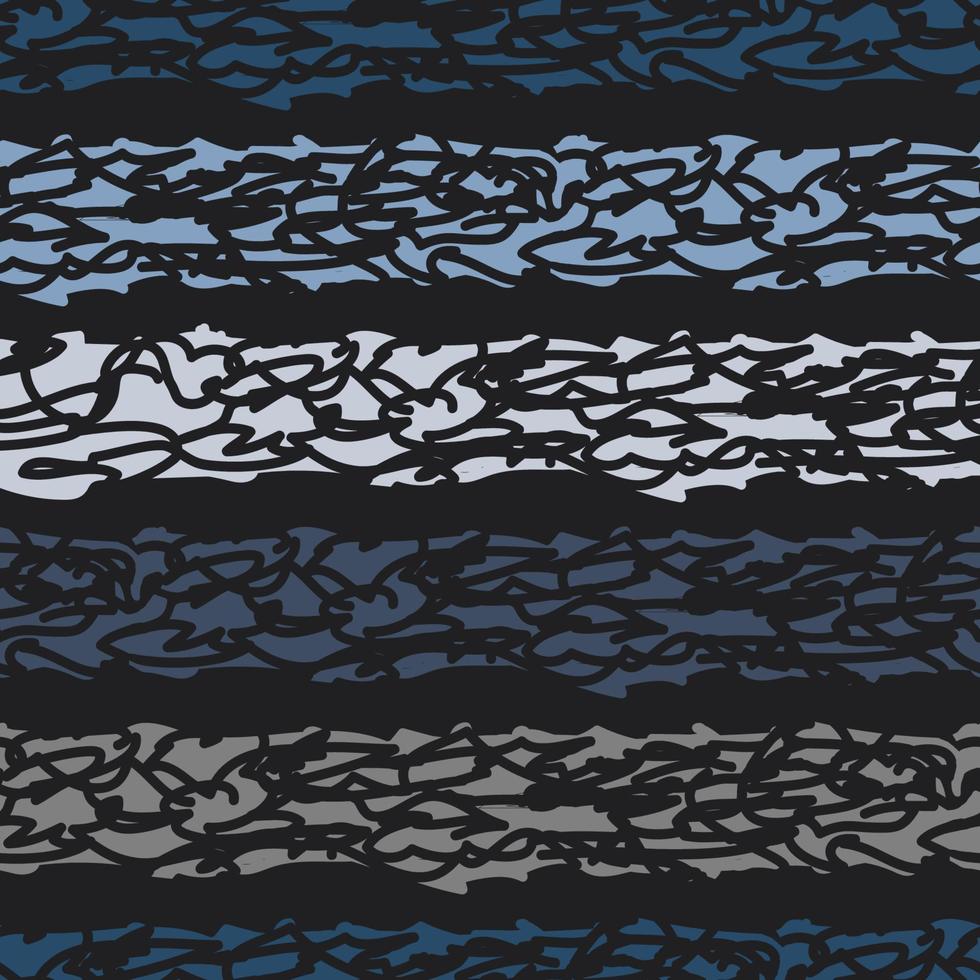 grunge áspero rayas vector patrón sin costuras. pincel pintado a mano festivo, alegre fondo rayado. textura desigual de las barras de garabatos. rayas negras, azules, grises.