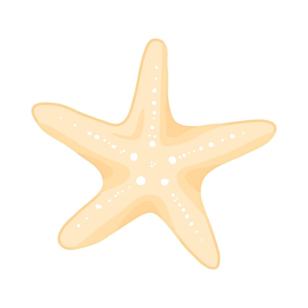 Hand drawn Starfish in a flat cartoon style. Marine icon. Summer nature ocean aquatic underwater vector illustration for graphic design, web site.