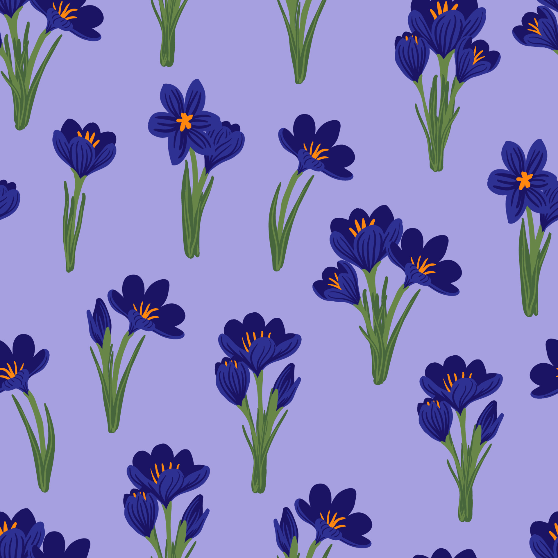 Spring flower crocus, saffron floral seamless pattern. Background for  wrapping paper, textile, fabric, wallpaper, scrapbook, congratulation  Easter, Happy Mothers and Womens Day. Flat cartoon design 5894828 Vector  Art at Vecteezy