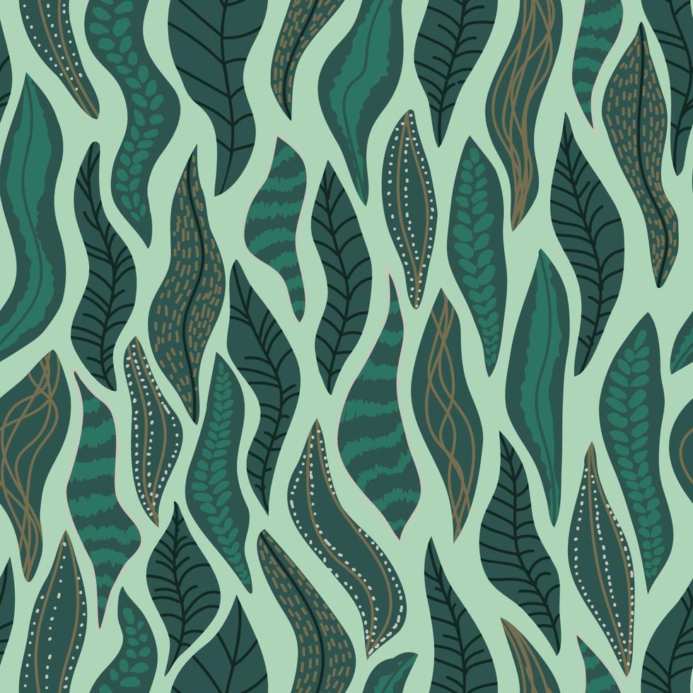 retro deja vector de patrones sin fisuras. festivo, feliz floral, hierbas formas de fondo. textura abstracta para envolver, papel tapiz, textil, folleto. telón de fondo de mosaico verde.