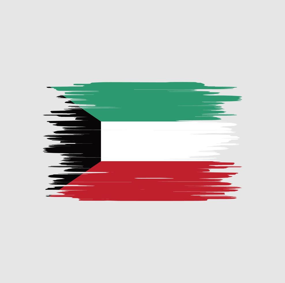 Kuwait flag brush stroke, national flag vector