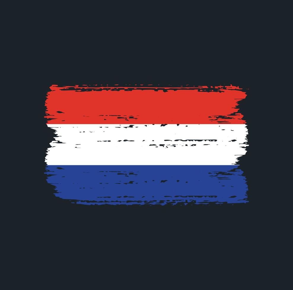 Flag of Netherlands with brush style vector