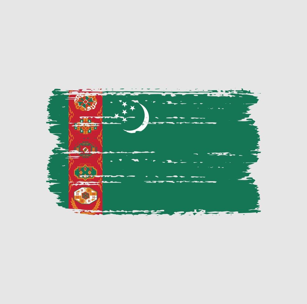 bandera de turkmenistán con estilo de pincel vector