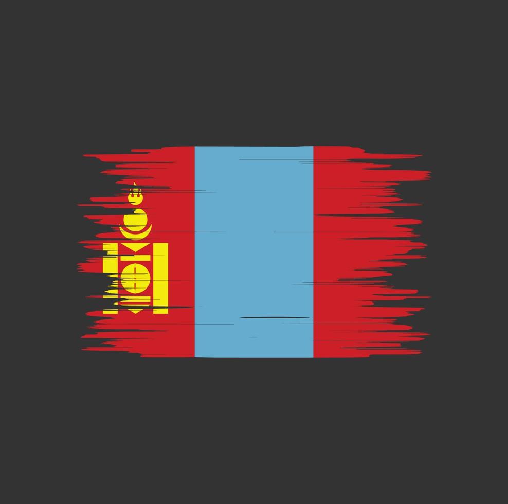 trazo de pincel de bandera de mongolia, bandera nacional vector