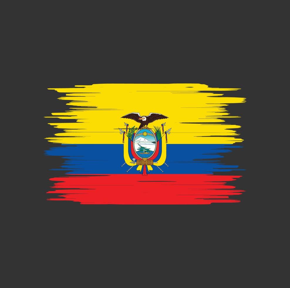 Ecuador flag brush stroke, national flag vector