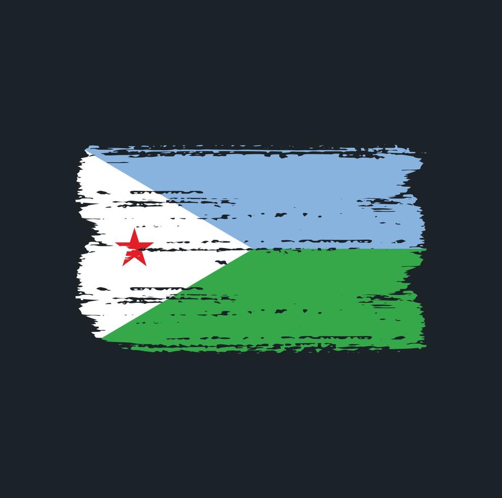 Flag of Djibouti with brush style vector