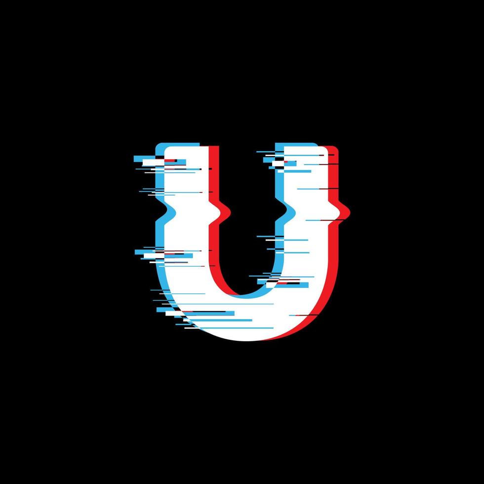 U Letter With Abstract Glitch Effect 5895084 Vector Art at Vecteezy