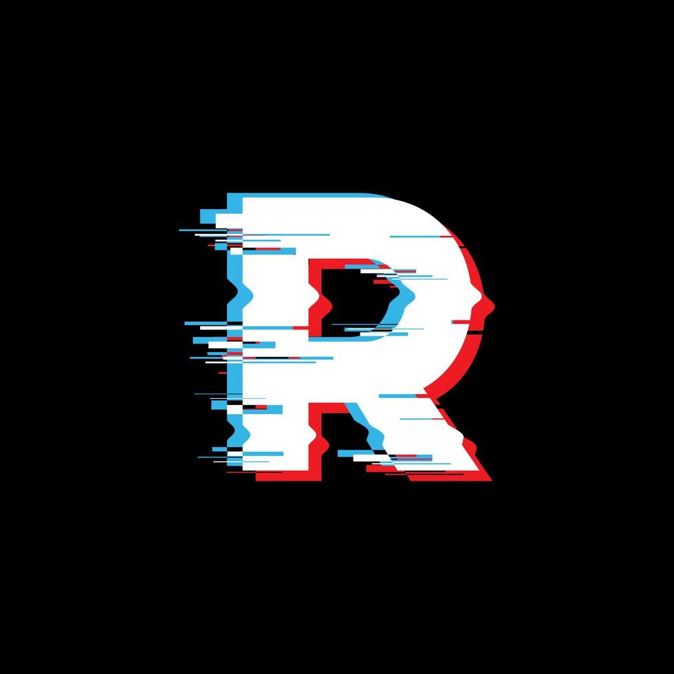 R Letter With Abstract Glitch Effect vector