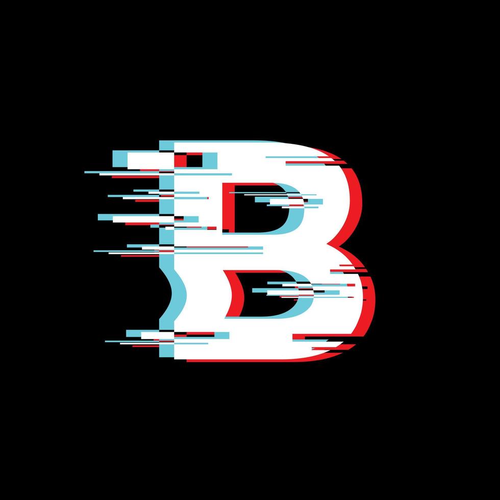 B Letter With Abstract Glitch Effect vector