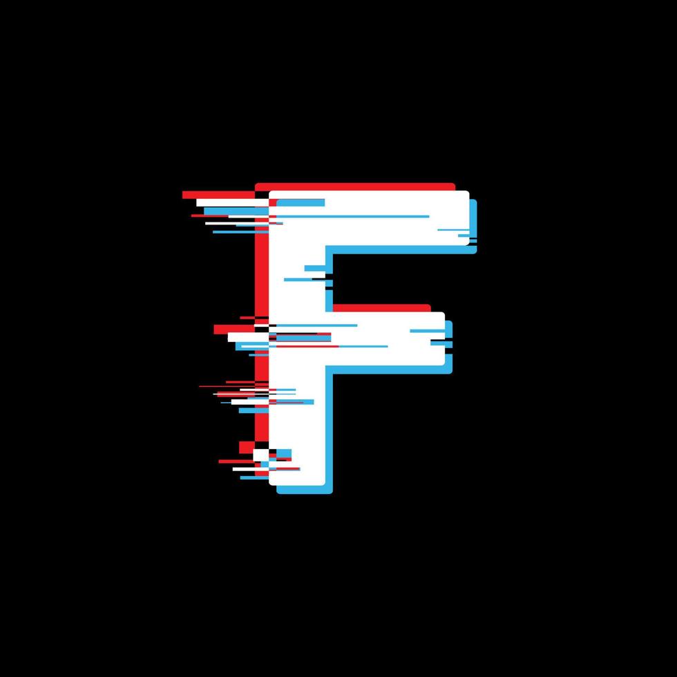 F Letter With Abstract Glitch Effect vector