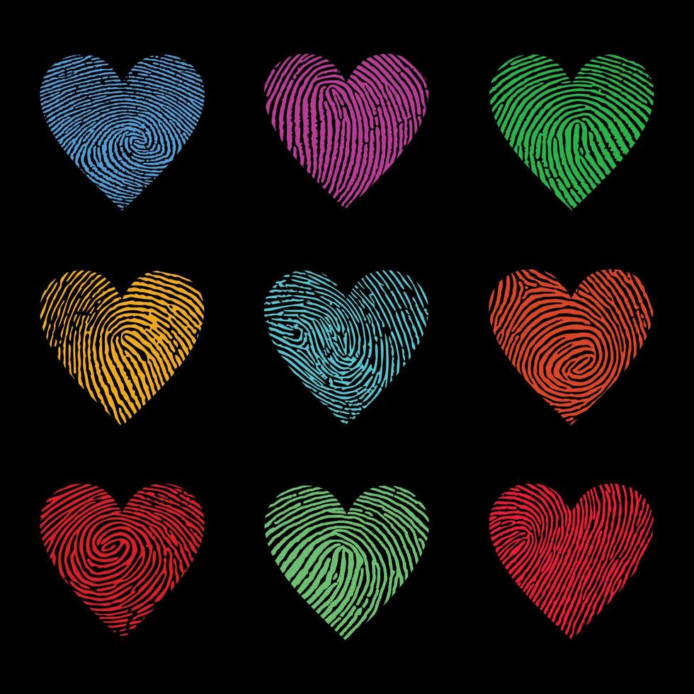 Heart With Colorful Fingerprint Texture vector