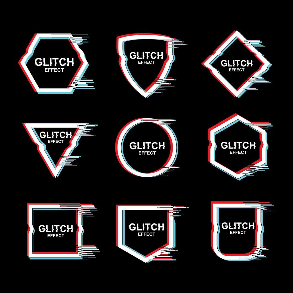 Frame With Glitch Effect Vector Set