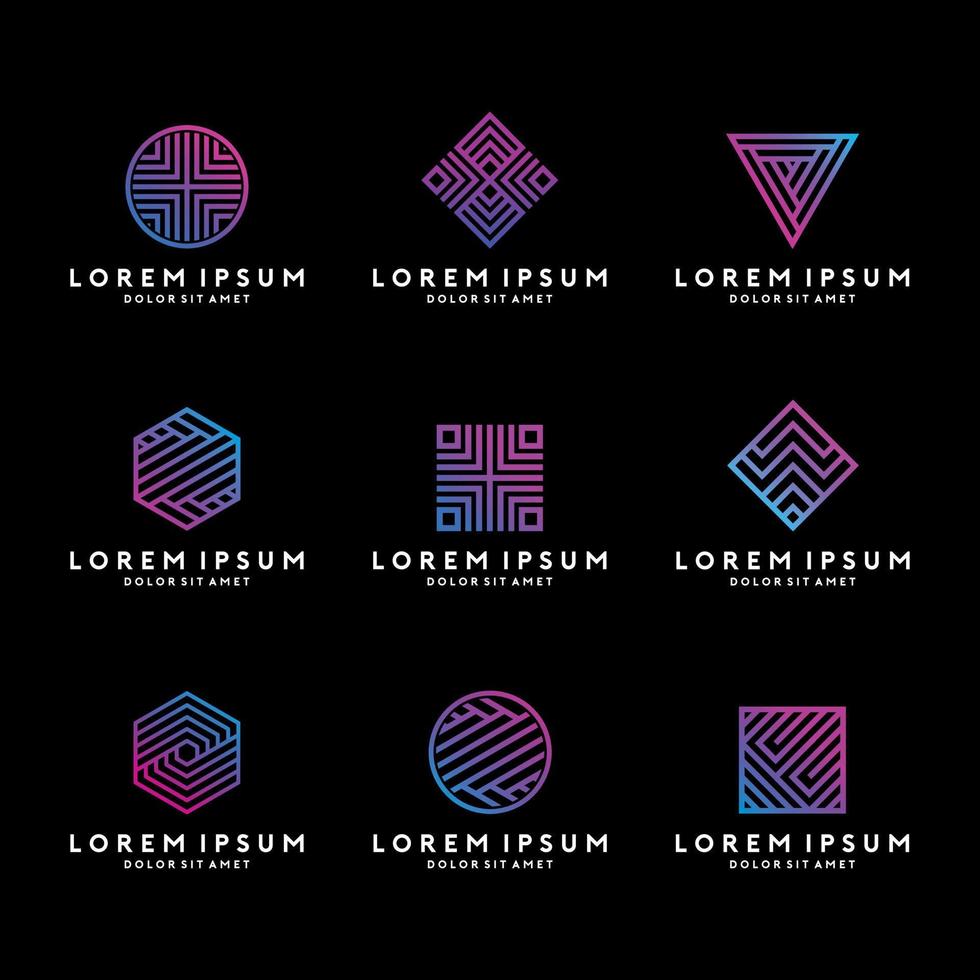 Geometric Logo Template With Neon Gradient Color vector