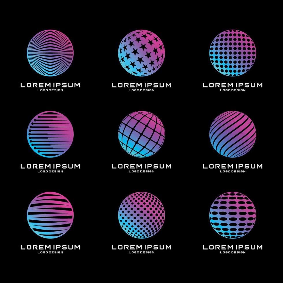 conjunto de diseño de logotipo de forma redonda abstracta vector