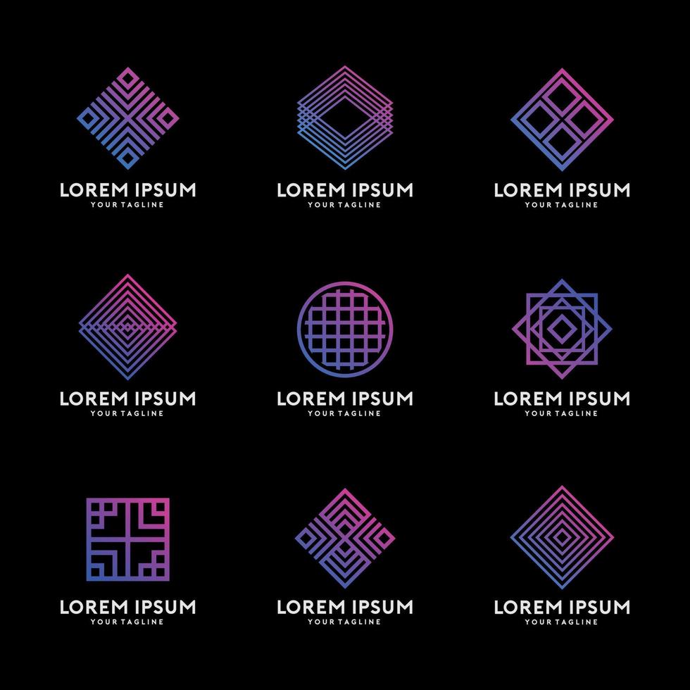 Simple Geometry Shape Logo Design Set vector