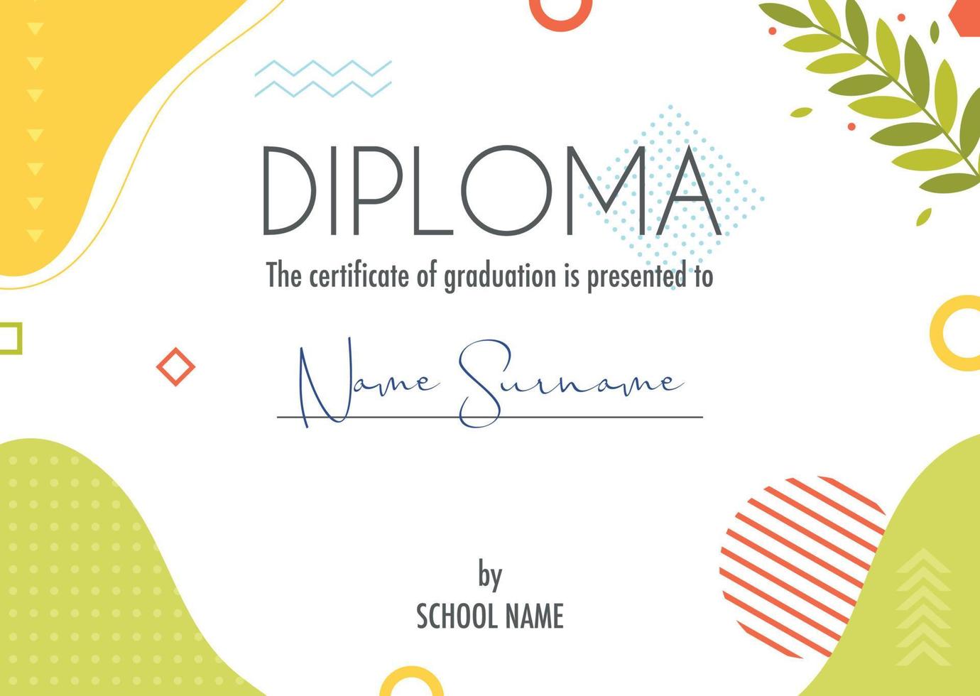 Diploma certificate concept template vector