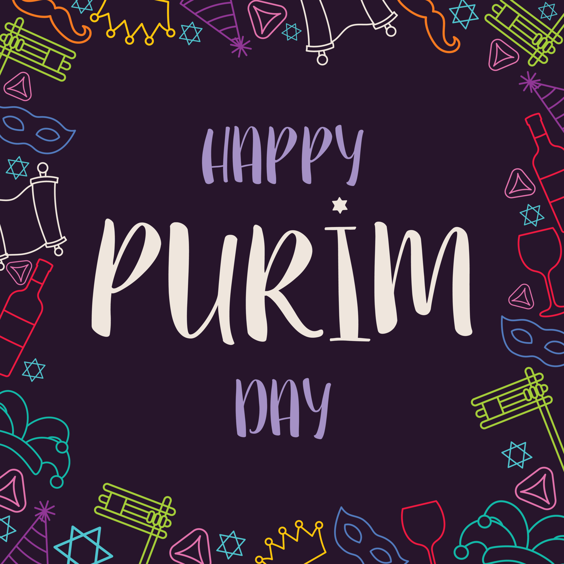 Happy Purim day greeting card 5895189 Vector Art at Vecteezy