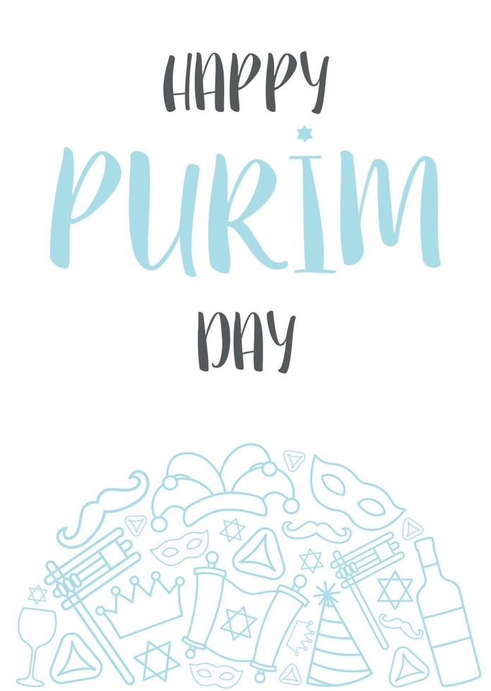 Happy Purim day greeting card vector