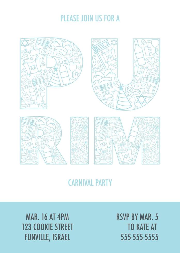 Happy Purim day greeting card vector