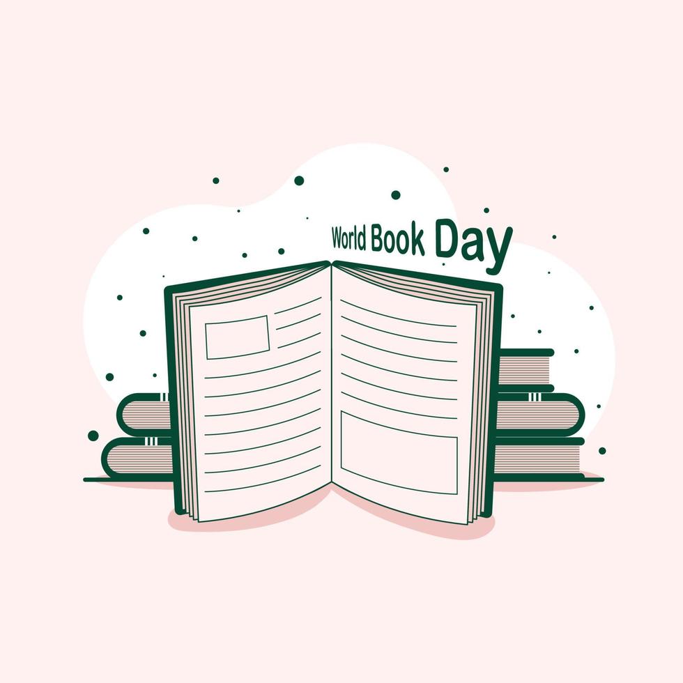 illustration World Book Day. Open book and read books. stack of book. literature, story time, education concept. vector