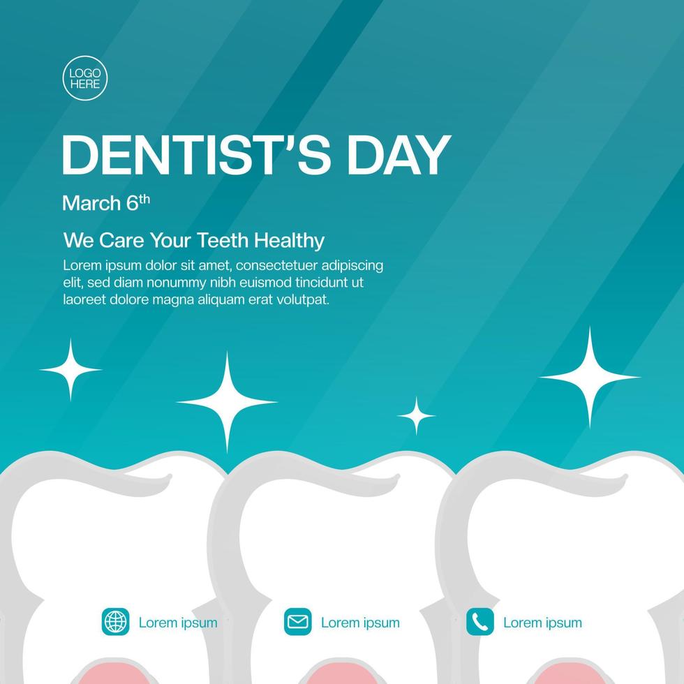 Dentists day banner design with healthy teeth vector