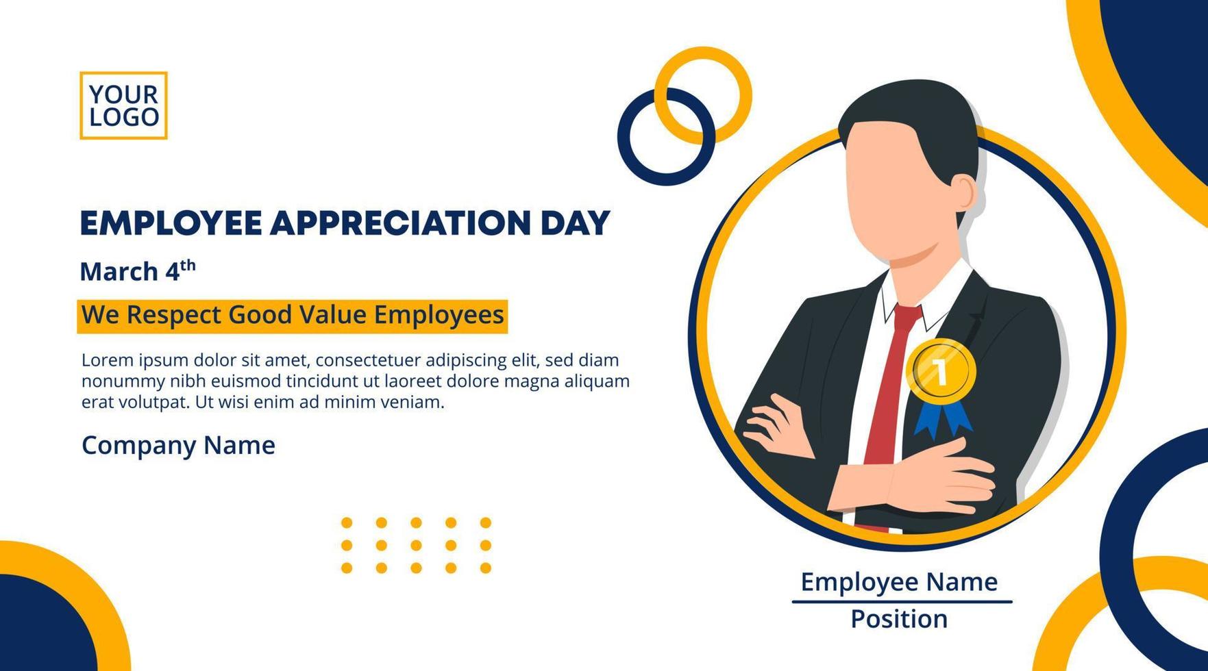 Employee appreciation day banner design with an employee of the year winner vector