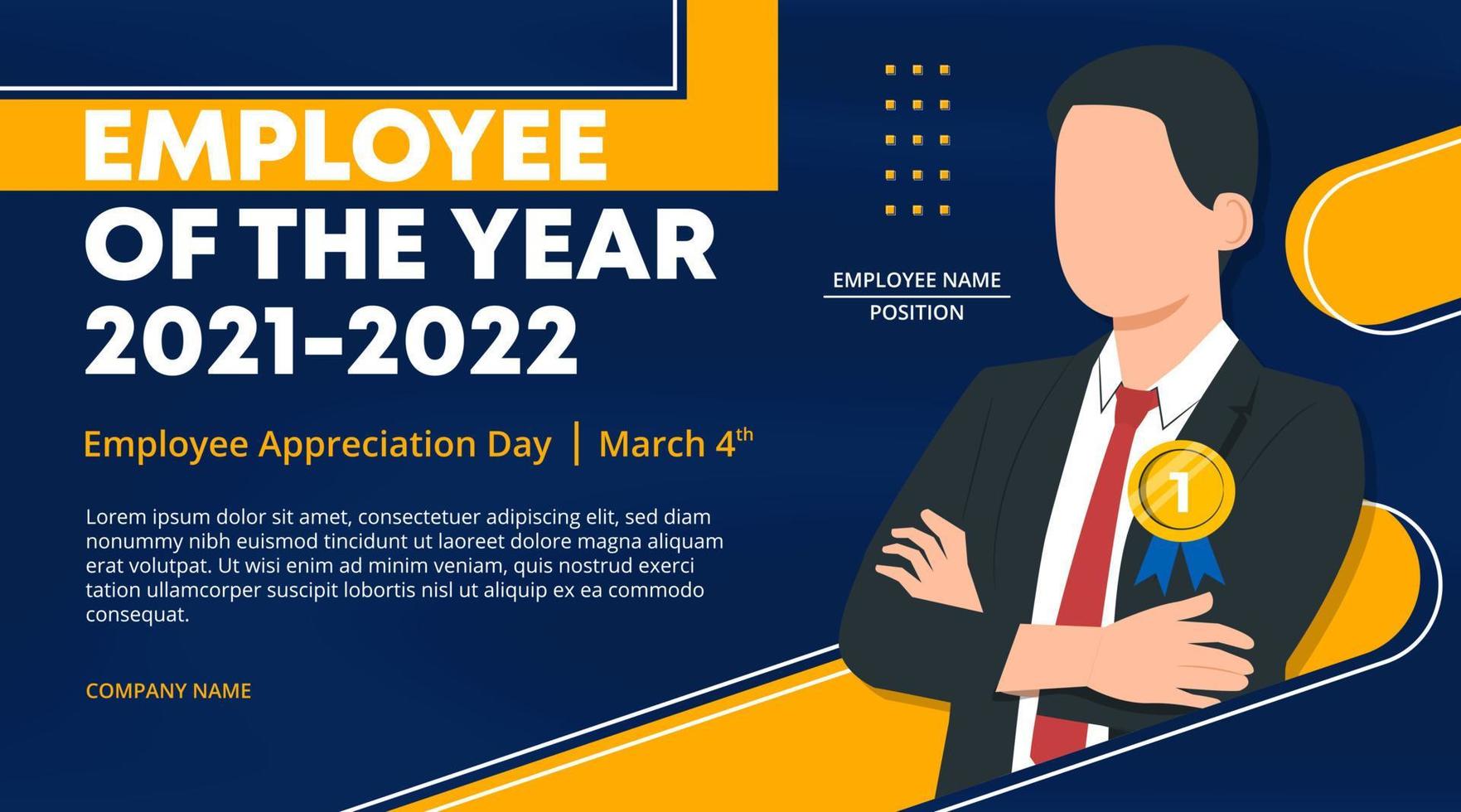 Employee appreciation day banner with an employee of the year winner vector