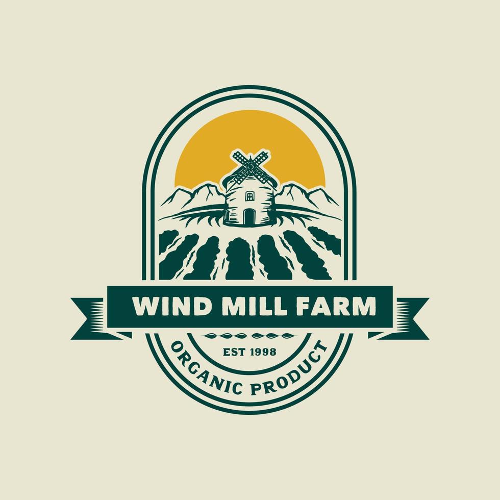 Vintage Farmer Logo Badge. Hand made Vector Illustration