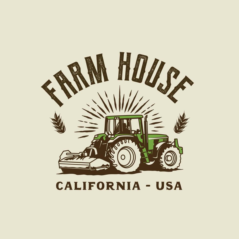 Vintage Farmer Logo Badge. Hand made Vector Illustration