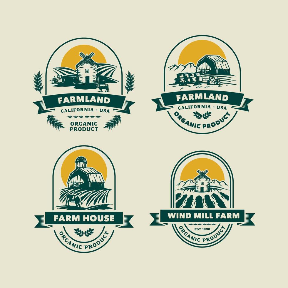insignia del logotipo del granjero vintage. ilustración vectorial hecha a mano vector