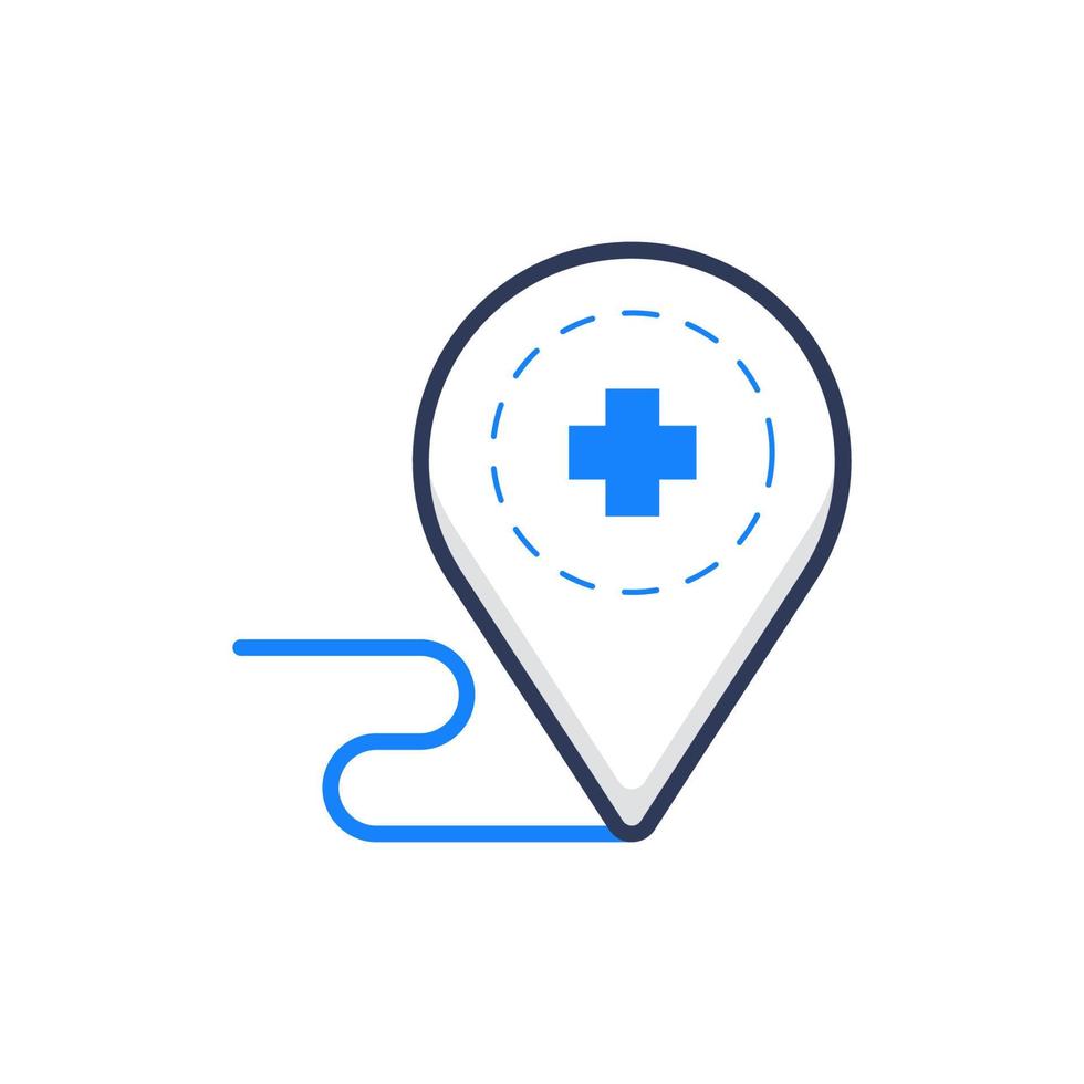 ilustración del icono de ubicación del hospital vector