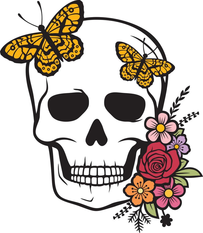 Skull and Butterfly Vector Illustration