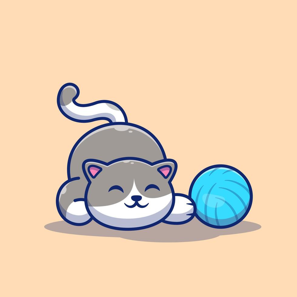 Cute Cat Playing Ball Cartoon Vector Icon Illustration. Animal  Sport Icon Concept Isolated Premium Vector. Flat Cartoon  Style