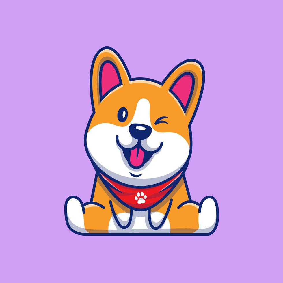 lindo corgi sentado ilustración de icono de vector de dibujos animados. concepto de icono de naturaleza animal vector premium aislado. estilo de dibujos animados plana