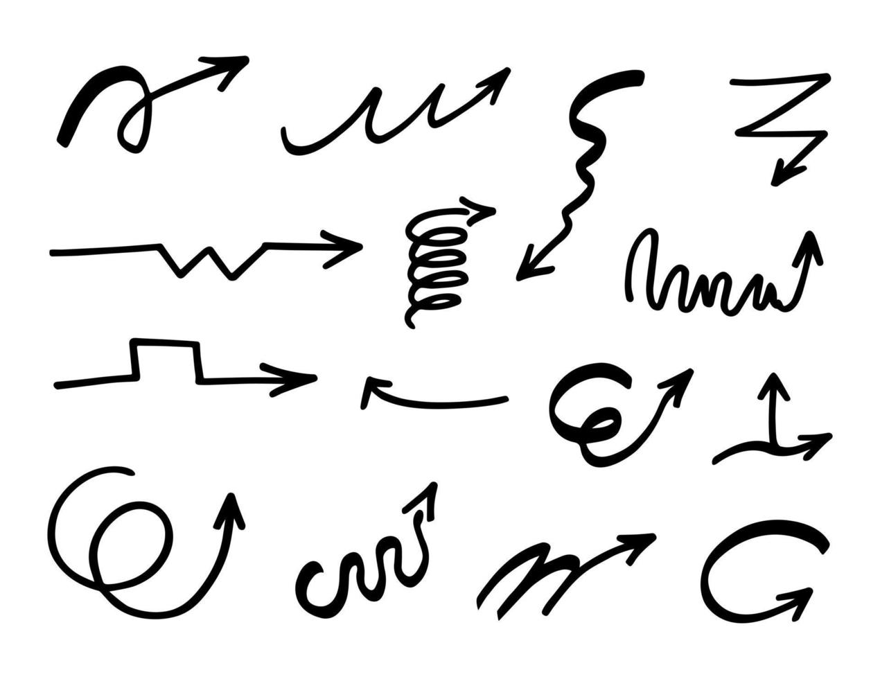 Vector set of hand-drawn arrows, elements for presentation