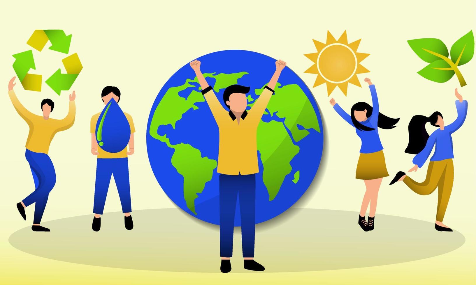 People caring about the world and the environment vector