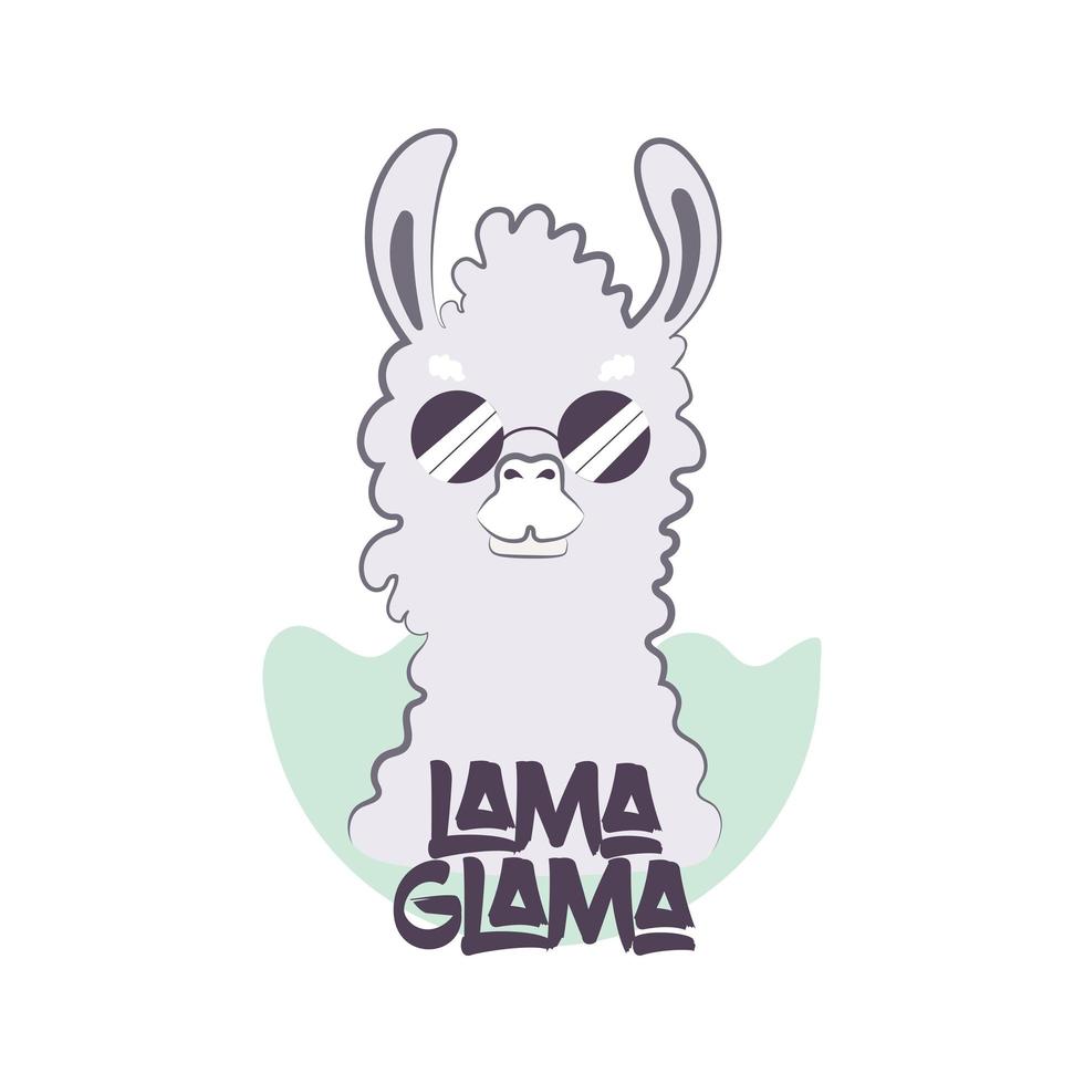 llama esponjosa en vector de gafas de sol redondas.