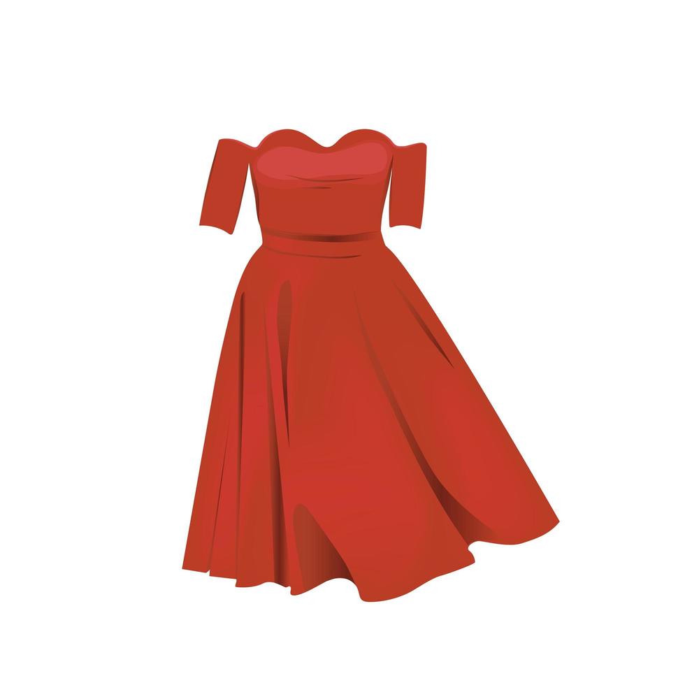 Shoulderless red dress vector illustration.