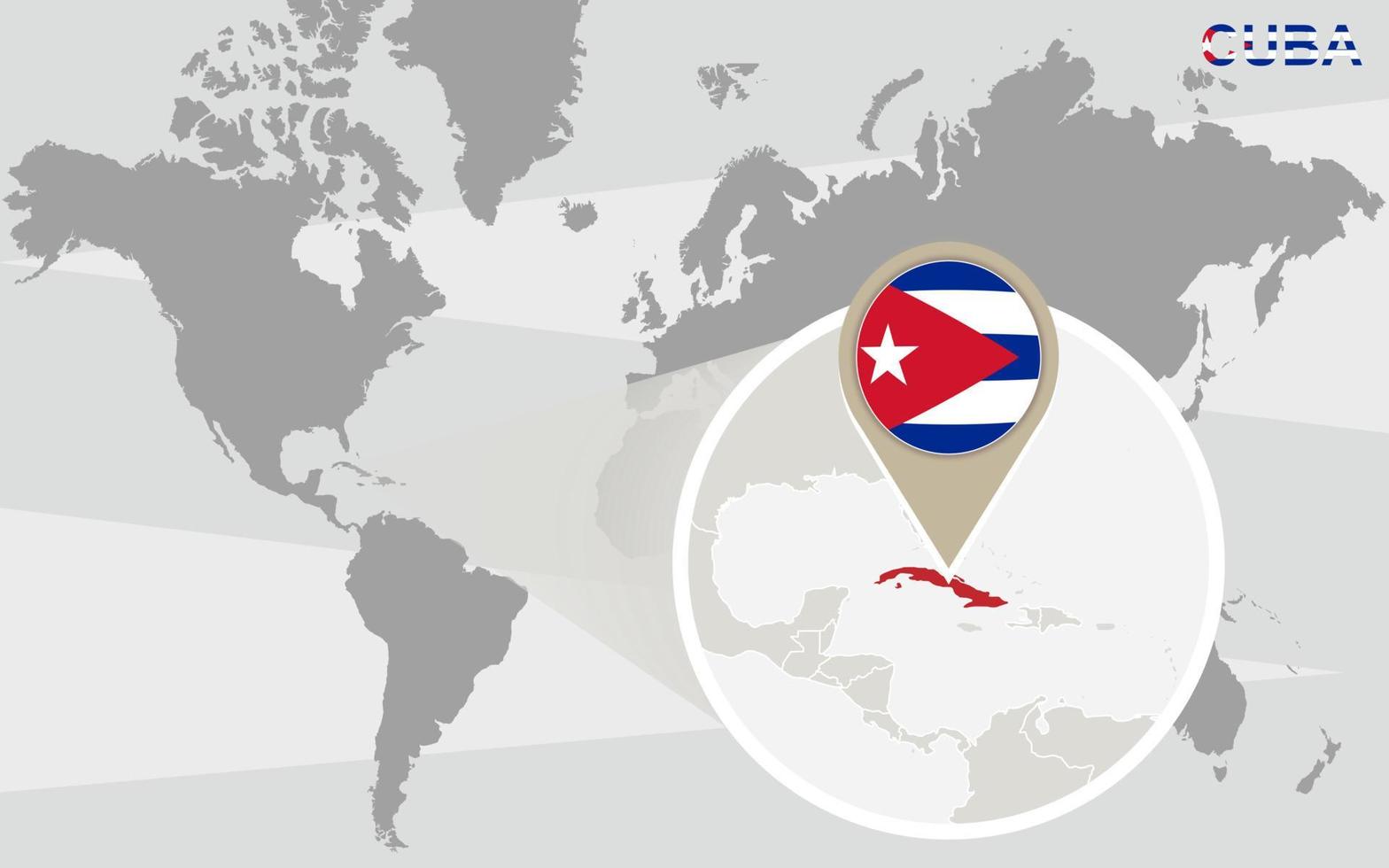 World map with magnified Cuba vector