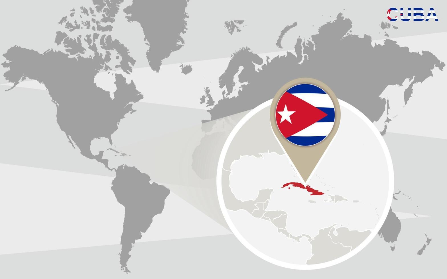 mapa del mundo con cuba ampliada vector