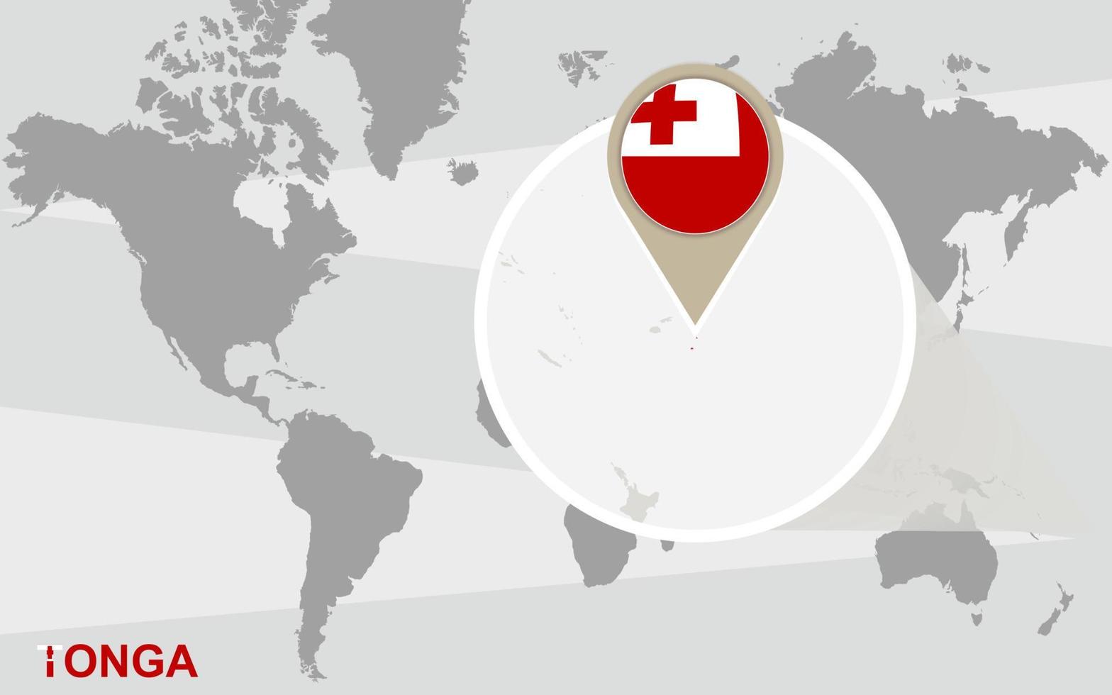 World map with magnified Tonga vector