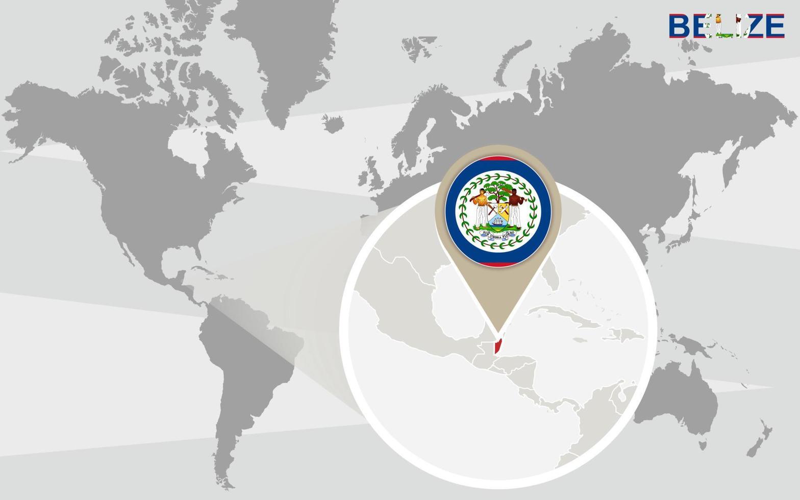 World map with magnified Belize vector