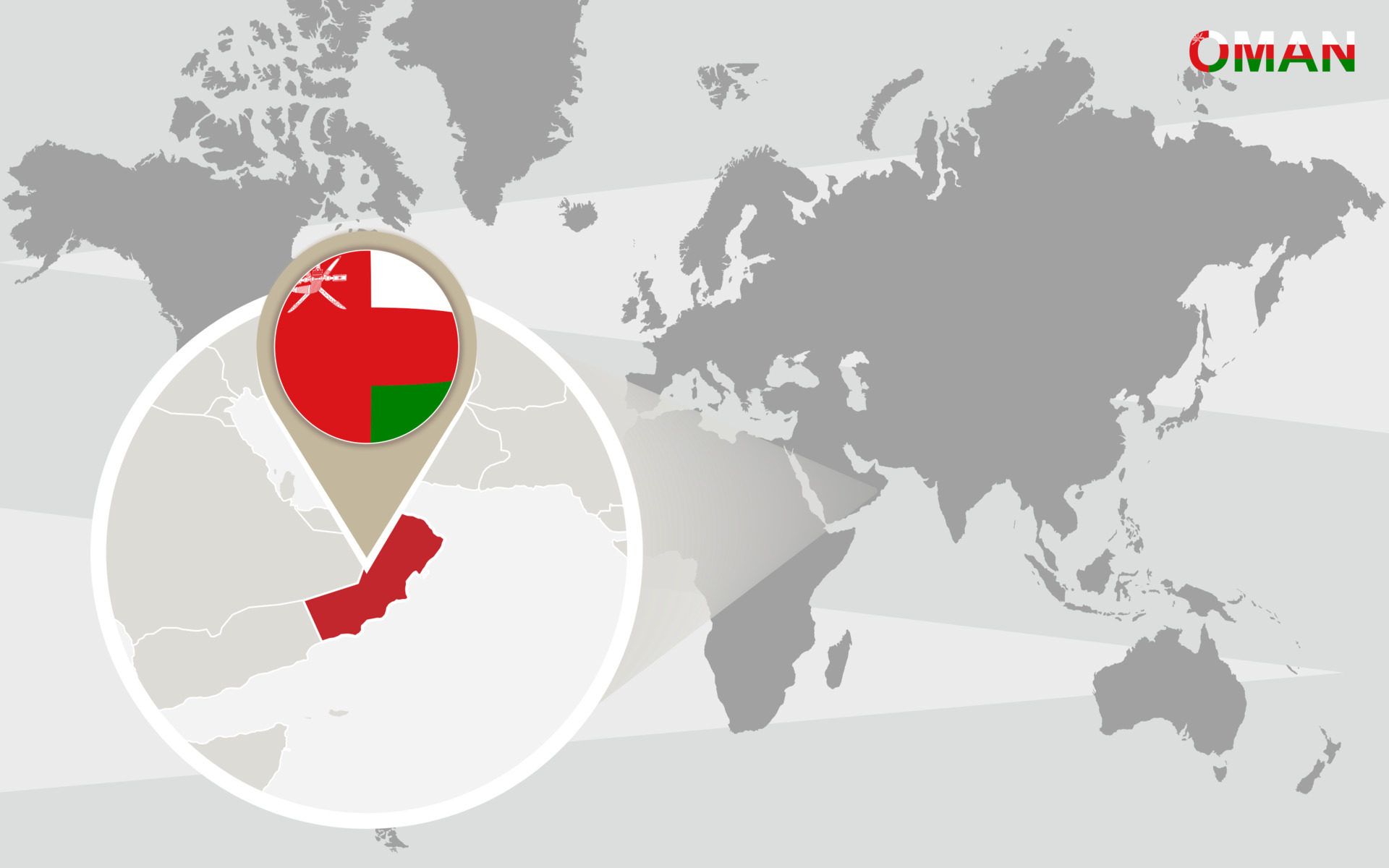 World Map With Magnified Oman 5895885 Vector Art At Vecteezy World Map With Magnified Oman Vector 