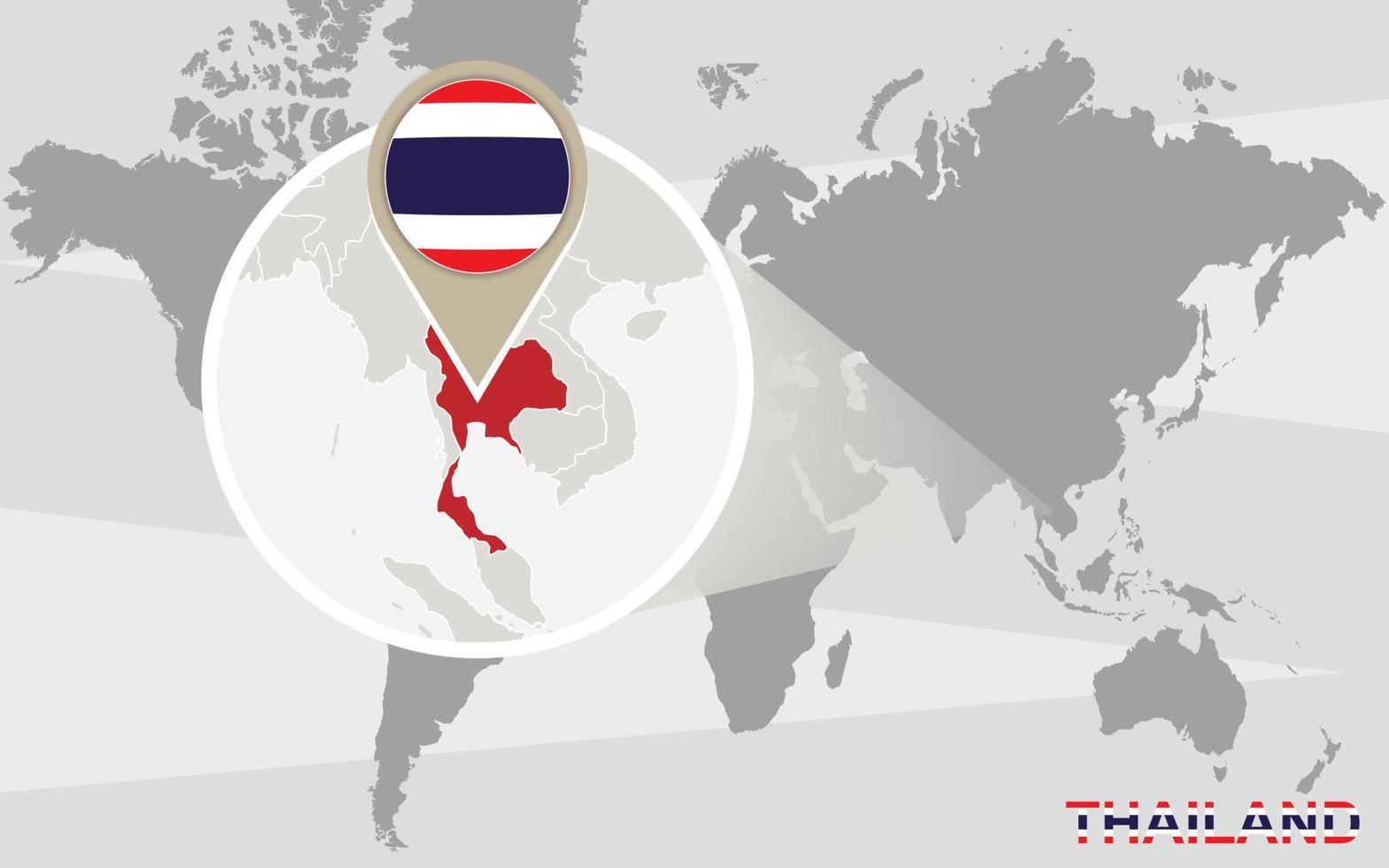 World map with magnified Thailand vector